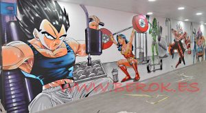 graffiti dragon ball y superheroes marvel gimnasio Goku